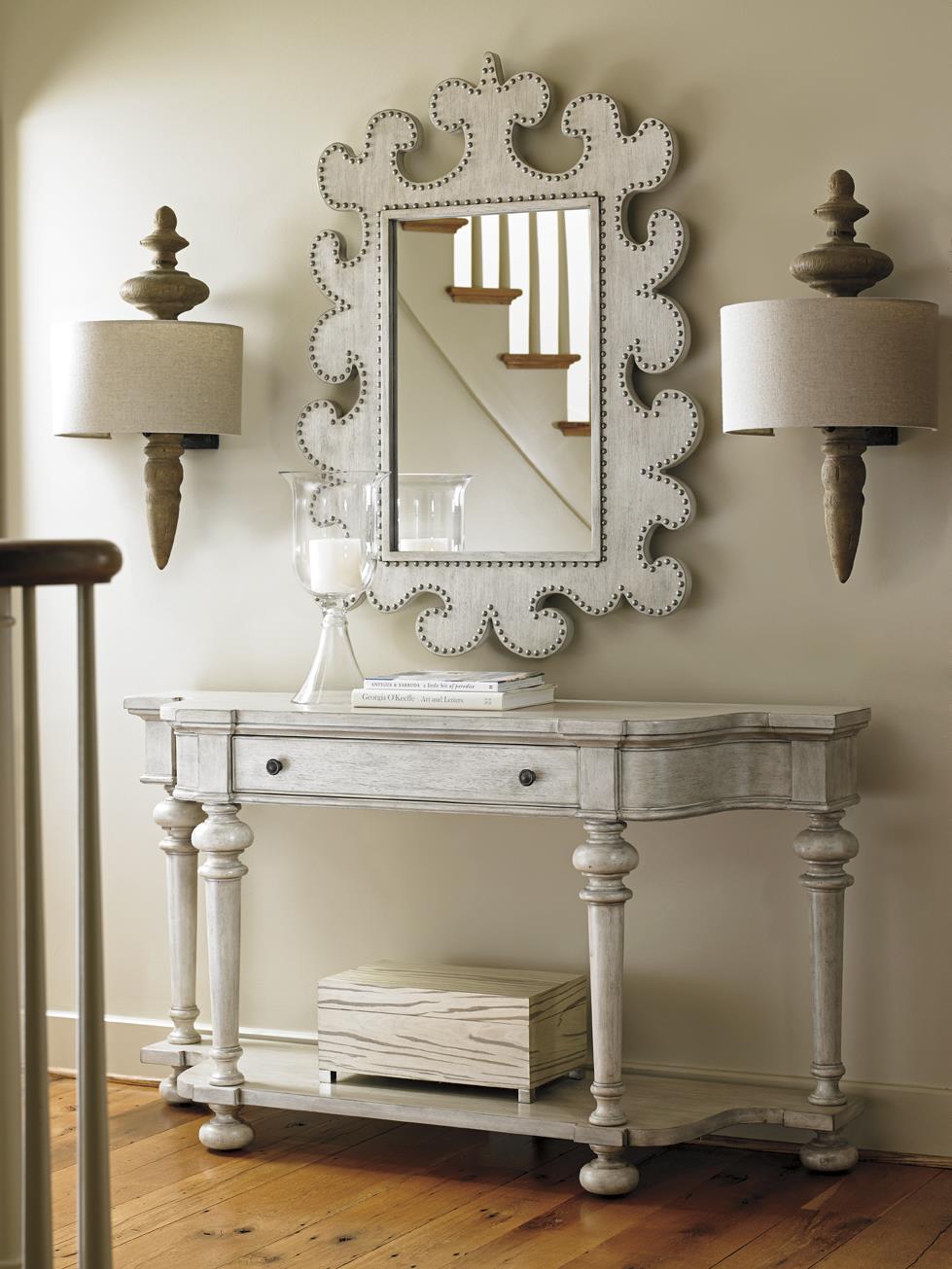 Lexington Oyster Bay 714203 Hempstead Wall Mirror with Scrolled Frame and Nailheads Baer's